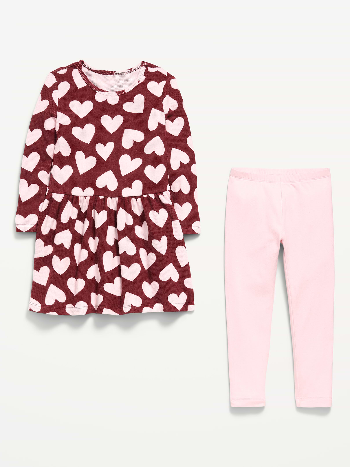 Image number 2 showing, Printed Waffle Knit Dress and Leggings Set for Toddler Girls