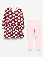 Image number 2 showing, Printed Waffle Knit Dress and Leggings Set for Toddler Girls