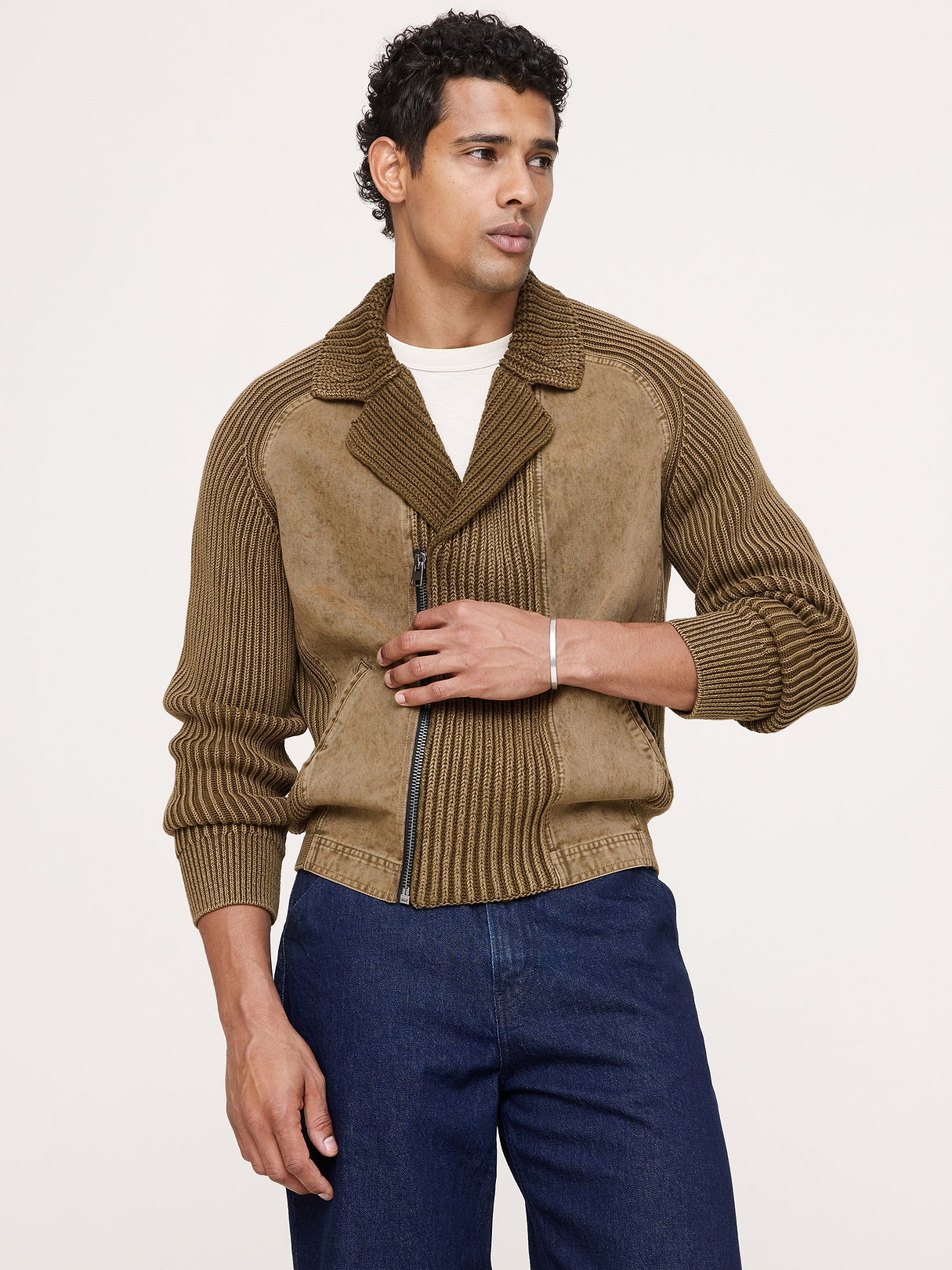 Cotton Moto Sweater Jacket | Banana Republic