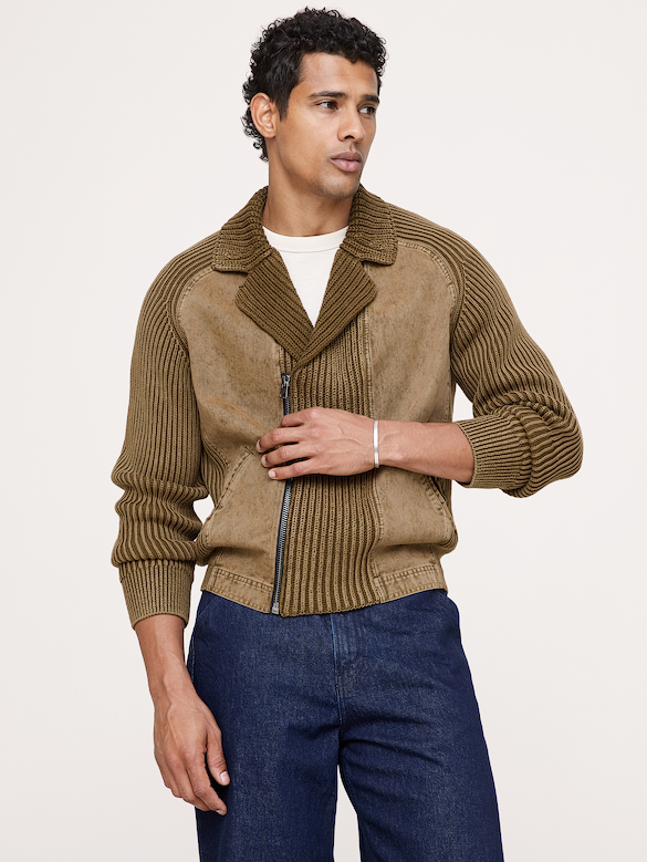 Cotton Moto Sweater Jacket