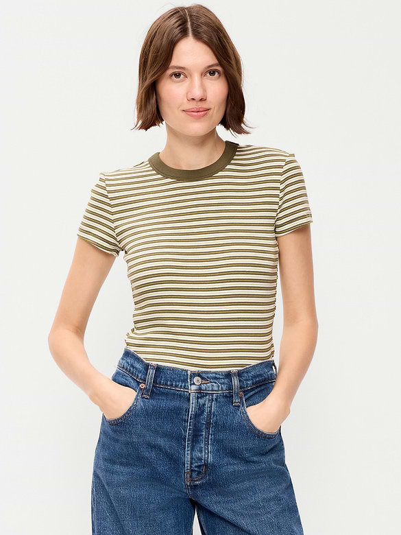 Snug Crew-Neck Ribbed T-Shirt