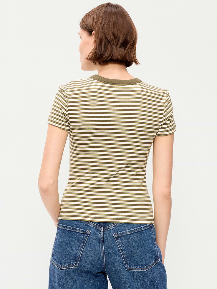 Image number 2 showing, Snug Crew-Neck Ribbed T-Shirt
