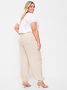 L'image numéro 3 présente Pantalon utilitaire en mélange de lin à taille mi-basse