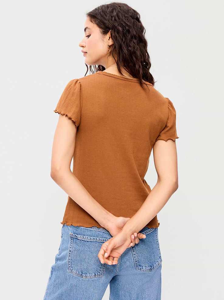 Image number 2 showing, Lettuce-Edge Pointelle Top