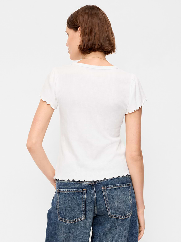 Lettuce-Edge Pointelle Top