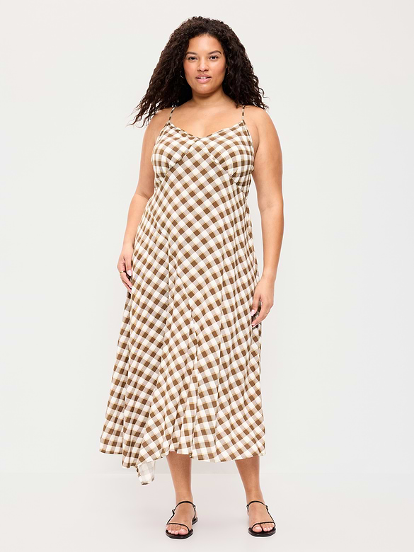 Fit & Flare Tie-Back Asymmetrical Midi Dress