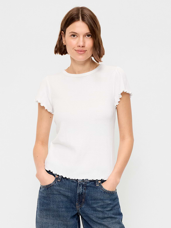 Lettuce-Edge Pointelle Top