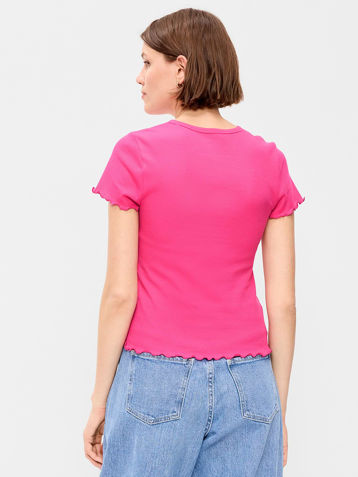 Image number 2 showing, Fitted Waffle-Knit Cropped T-Shirt