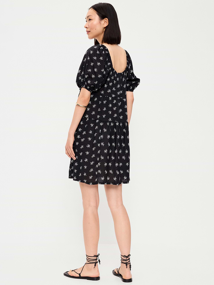 Image number 2 showing, Puff-Sleeve Smocked Mini Swing Dress