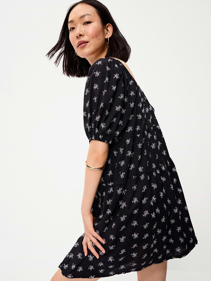 Image number 3 showing, Puff-Sleeve Smocked Mini Swing Dress