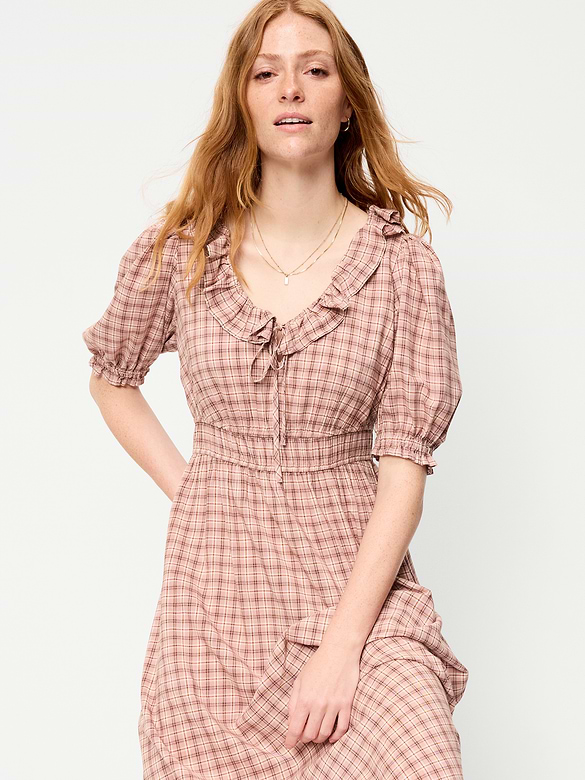 Ruffle-Trim Boho Maxi Dress