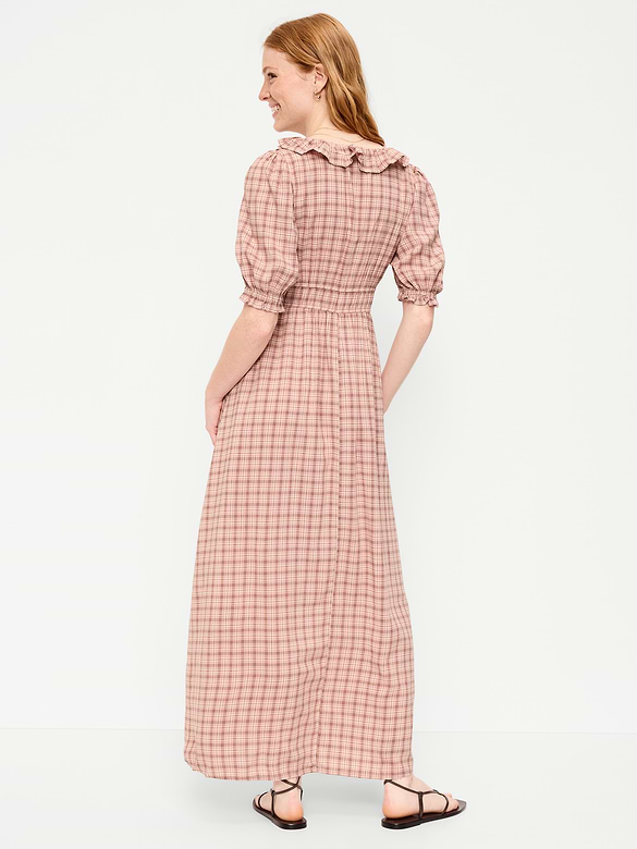 Ruffle-Trim Boho Maxi Dress