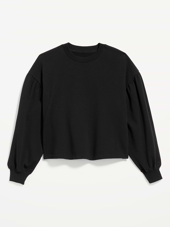 SoComfy Oversized Puff-Sleeve Cropped Sweatshirt