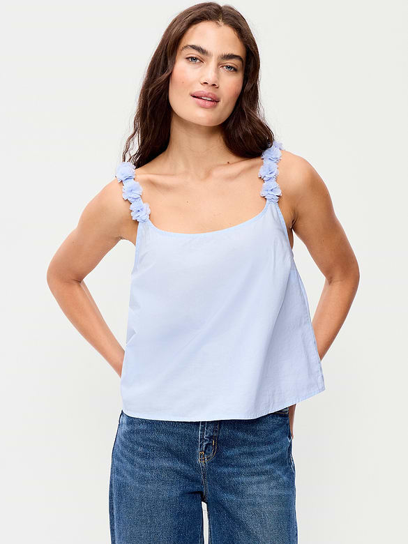 Rosette-Strap Tank Top