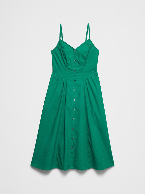 Shirred-Hip Midi Dress
