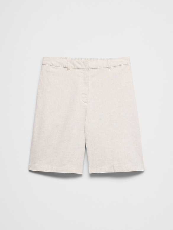 High-Rise Linen-Blend Bermuda Short
