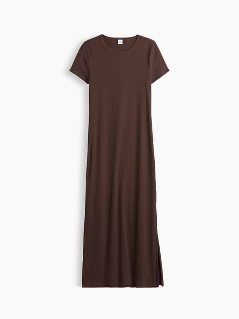 Gap Factory Women's Modern Ribbed Maxi Dress Woodsy Brown Size XL