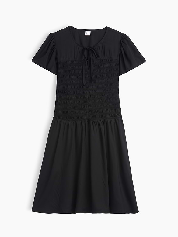 Smocked Flutter Sleeve Mini Dress