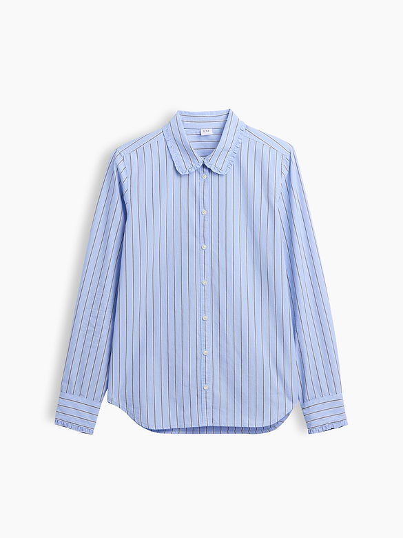 Classic Ruffle-Collar Cotton Shirt