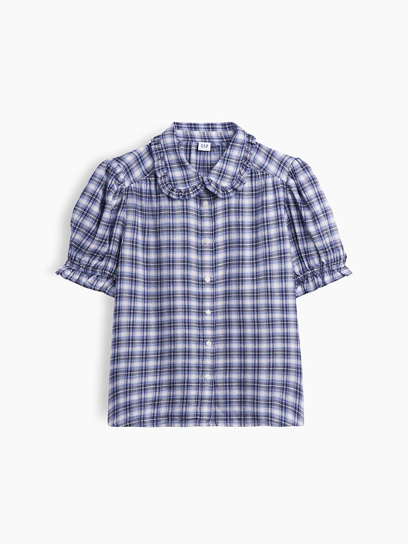 Puff Sleeve Flannel Shirt