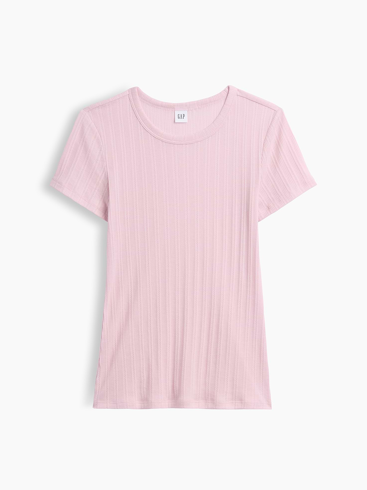Image number 5 showing, Essential Ribbed Pointelle Crewneck T-Shirt