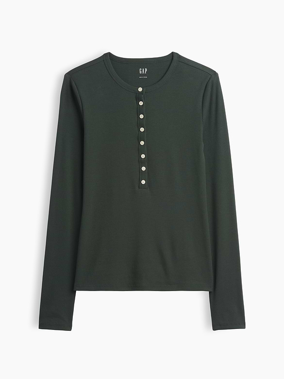 Ribbed Henley T-Shirt