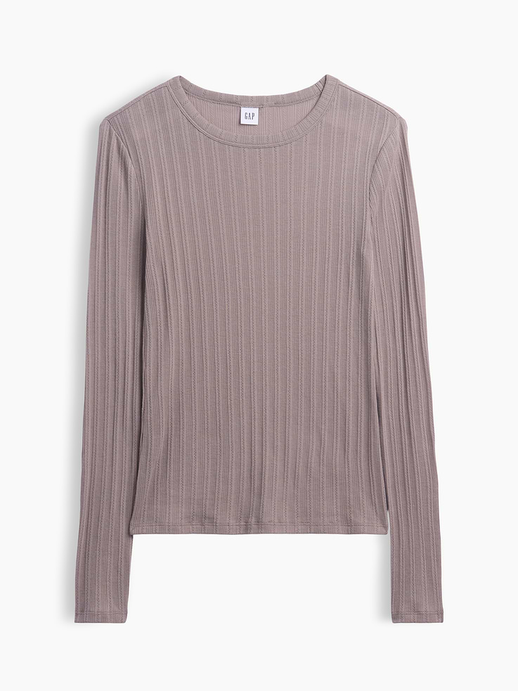 Image number 5 showing, Essential Ribbed Pointelle T-Shirt