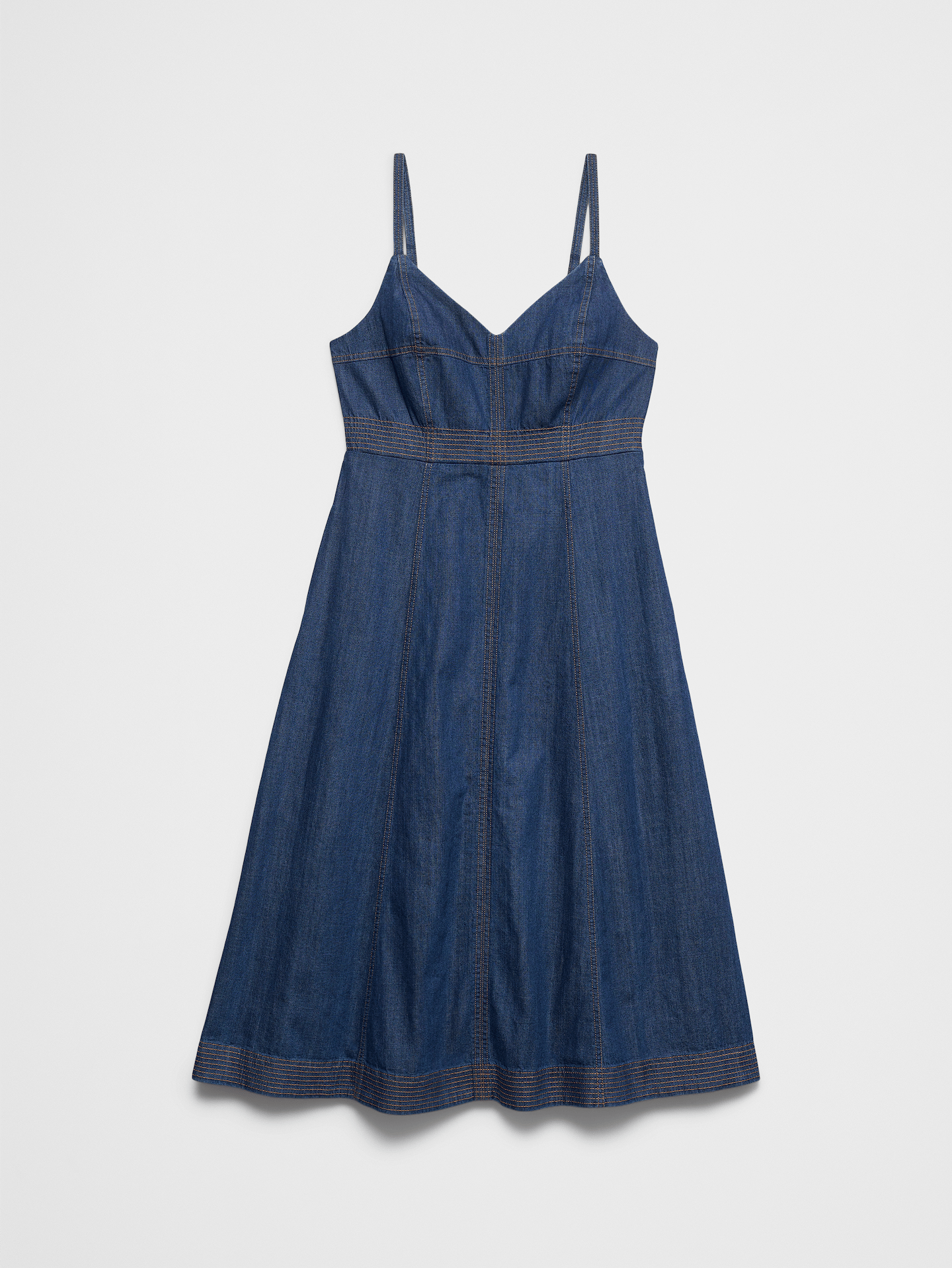 Image number 4 showing, Denim Contrast Stitch Midi Dress