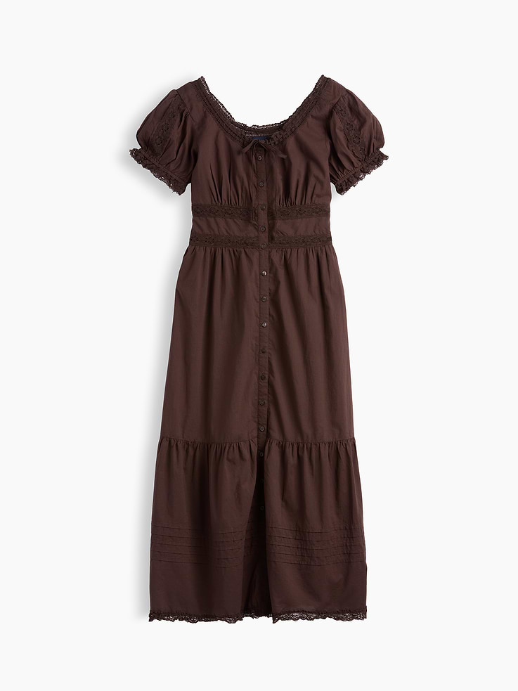 Image number 5 showing, Scoop-Neck Lace-Trim Tiered Maxi Dress