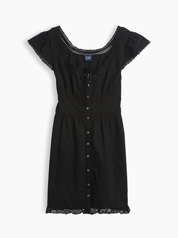 Scoop Neck Lace-Trim Mini Dress