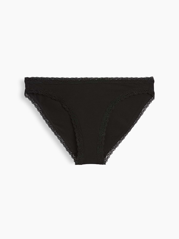 Image number 5 showing, SoftMade Organic Stretch Cotton Lace-Trim Bikini