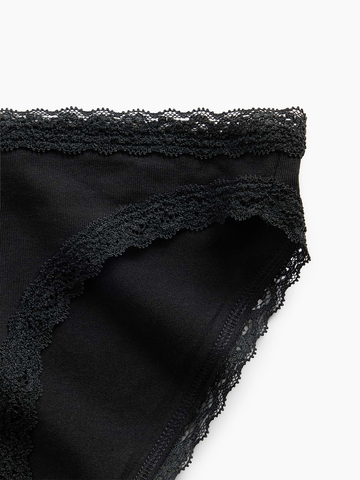 Image number 3 showing, SoftMade Organic Stretch Cotton Lace-Trim Bikini
