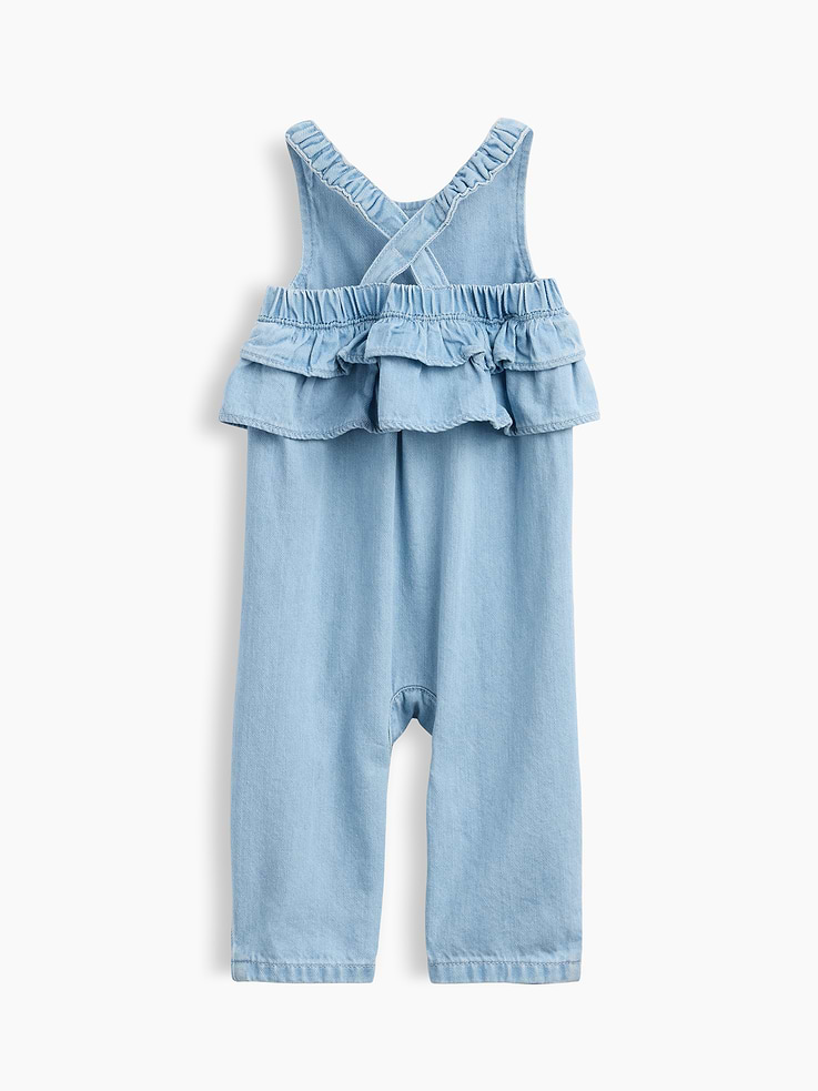 Image number 2 showing, Baby Embroidered Denim Ruffle One-Piece