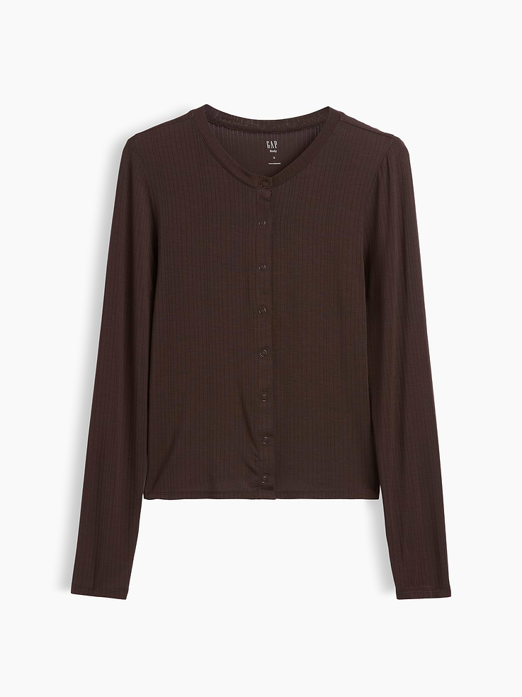 L'image numéro 5 présente Cardigan de pyjama en modal côtelé PureDouceur