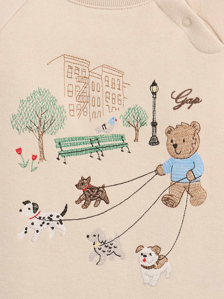 Image number 3 showing, Baby VintageSoft Embroidered Brannan Bear Raglan One-Piece