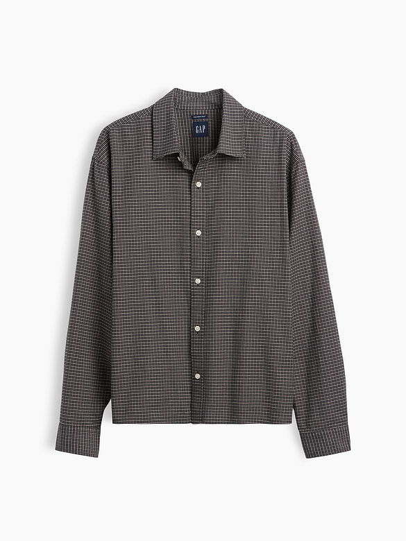 Relaxed Crop Straight-Hem Oxford Shirt