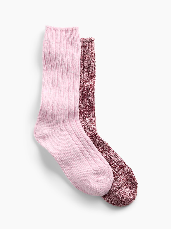 Ribbed Crew Socks (2-Pack)