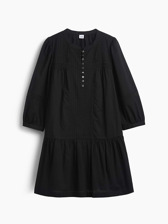 Lace-Trim Drop-Waist Mini Dress