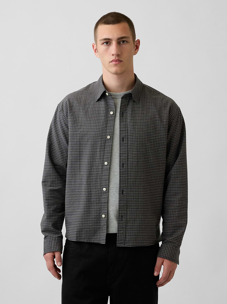 Image number 1 showing, Relaxed Crop Straight-Hem Oxford Shirt