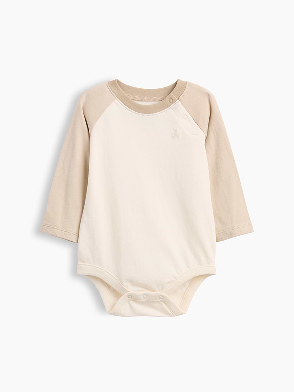 Baby Organic Cotton Colorblock Raglan Bodysuit