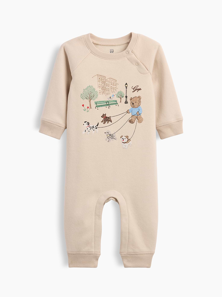 Image number 1 showing, Baby VintageSoft Embroidered Brannan Bear Raglan One-Piece