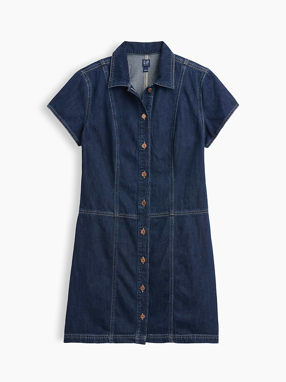 Denim Button-Front Mini Dress