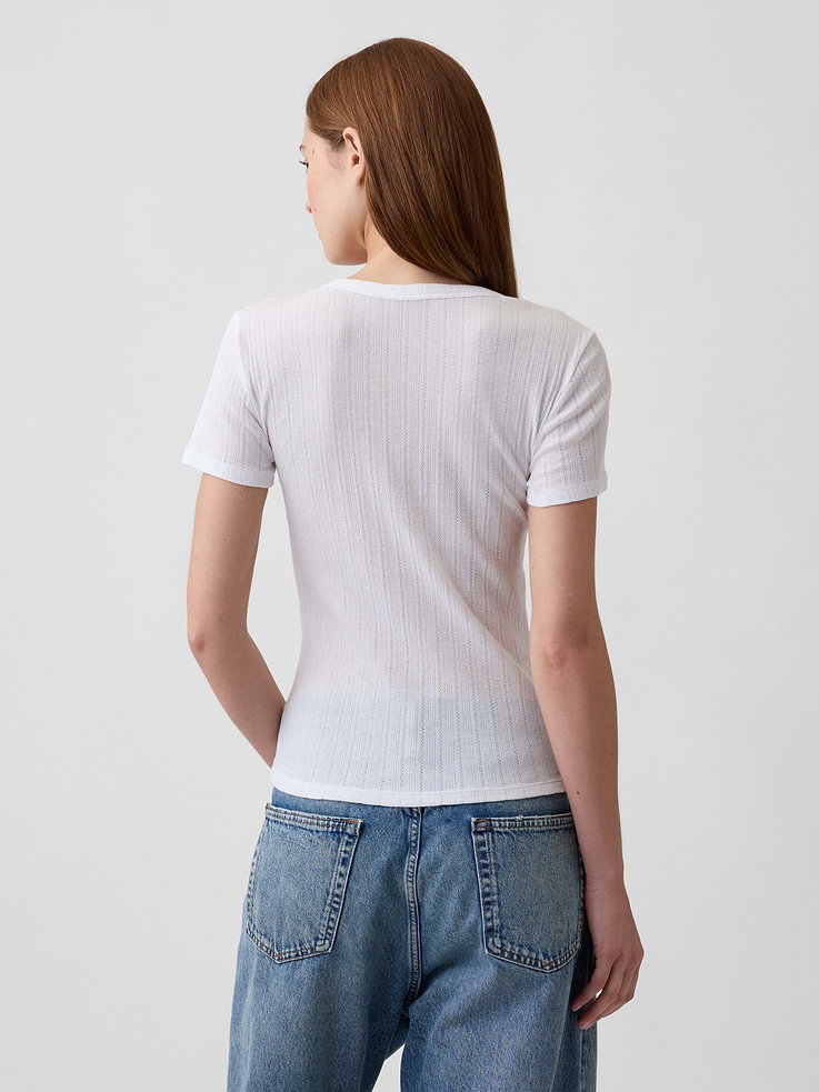 Image number 2 showing, Essential Ribbed Pointelle Crewneck T-Shirt