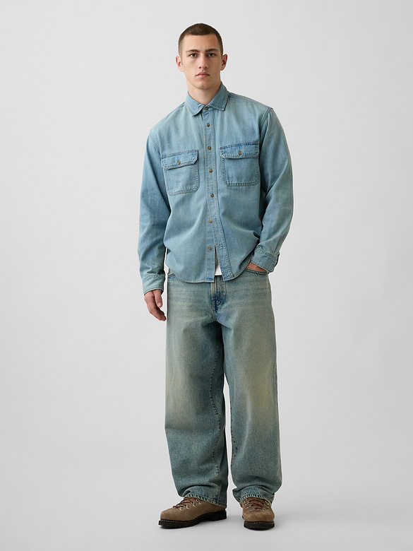 UltraSoft Denim Relaxed Utility Shirt