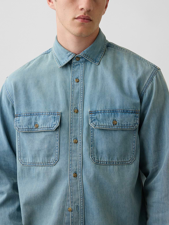 UltraSoft Denim Relaxed Utility Shirt