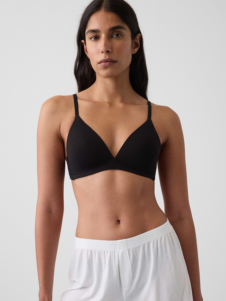 L'image numéro 5 présente Soutien-gorge à bonnets triangulaires en coton biologique extensible PureDouceur