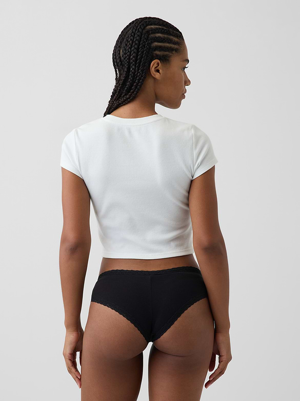 SoftMade Organic Stretch Cotton Lace-Trim Cheeky Hipster