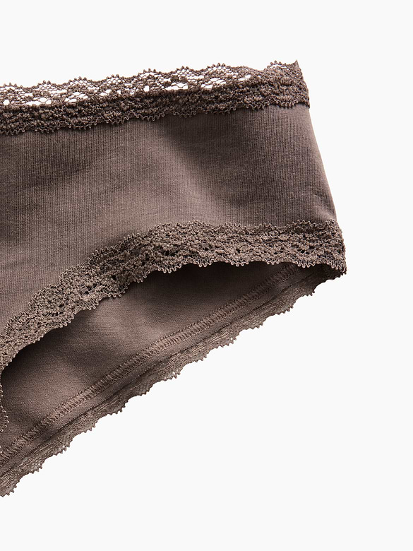 SoftMade Organic Stretch Cotton Lace-Trim Cheeky Hipster