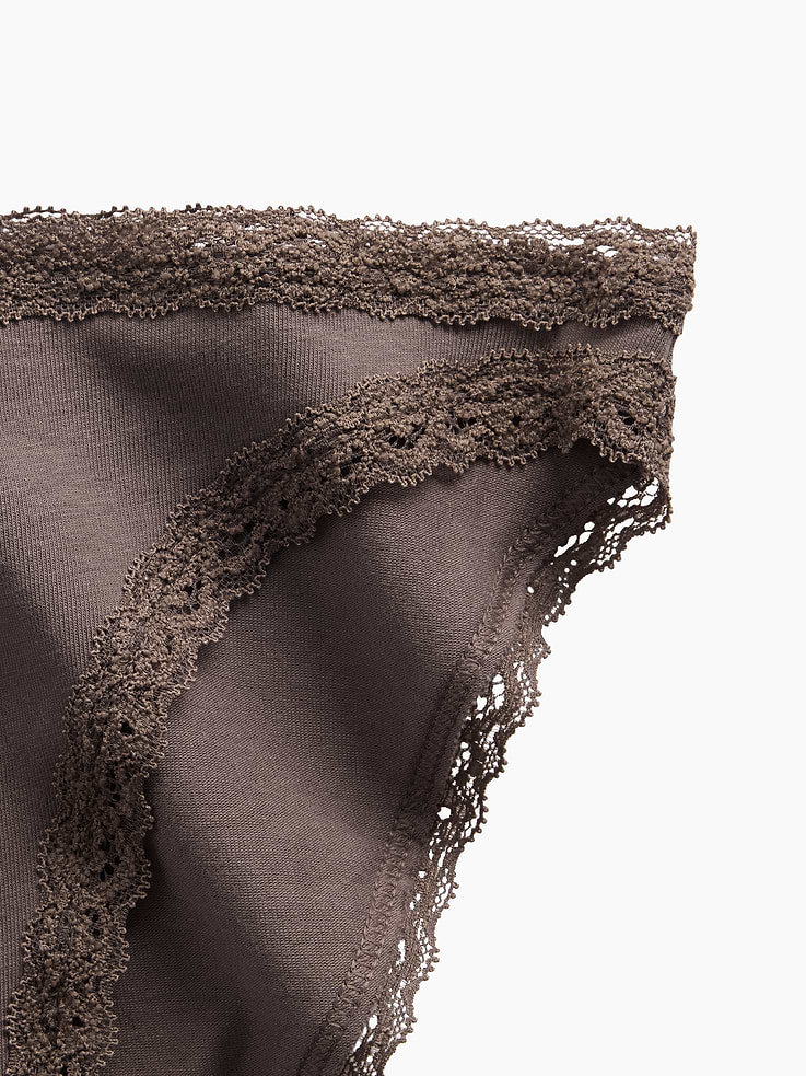 Image number 3 showing, SoftMade Organic Stretch Cotton Lace-Trim Bikini