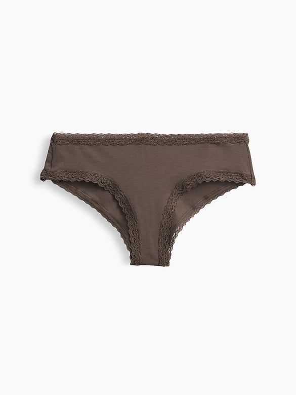 SoftMade Organic Stretch Cotton Lace-Trim Cheeky Hipster